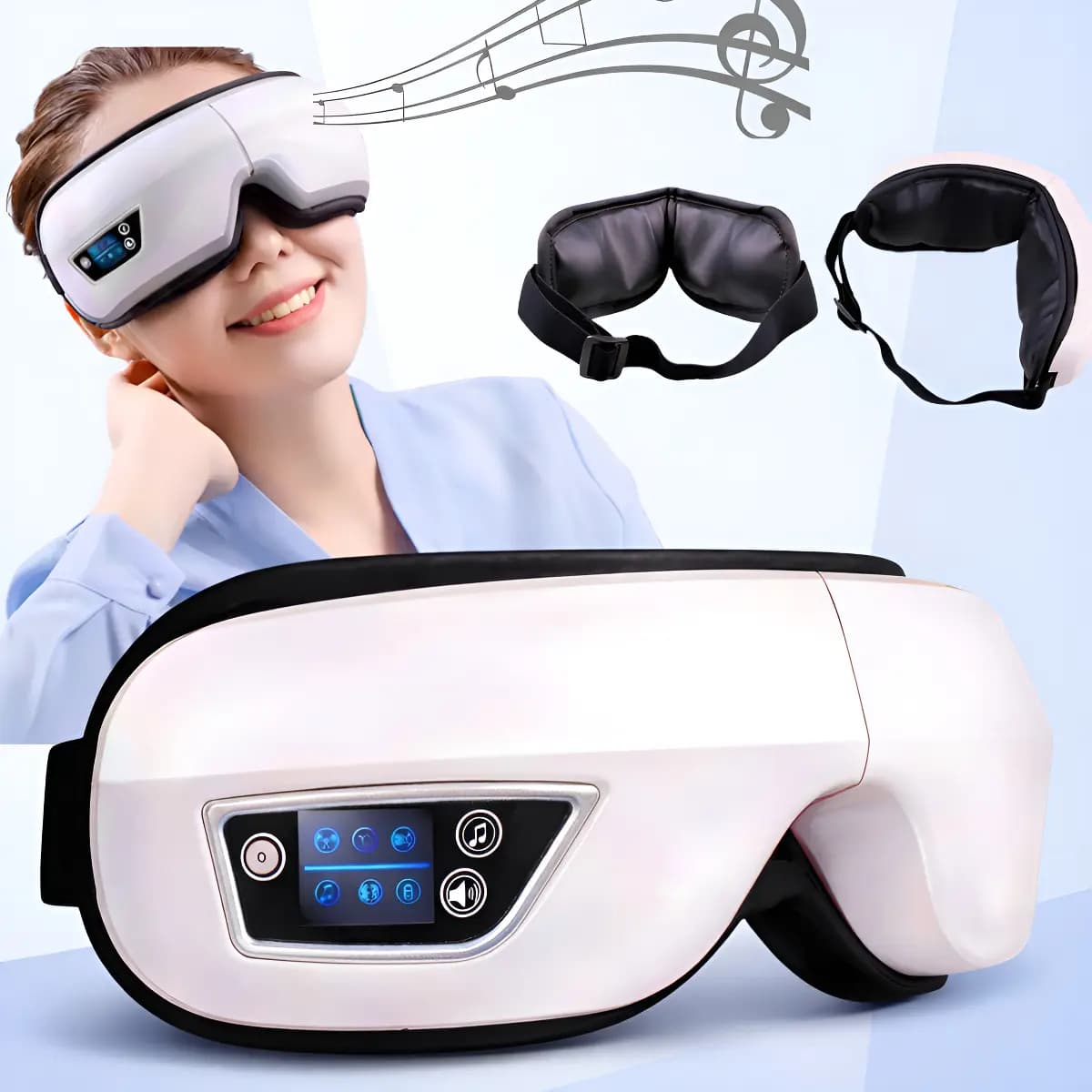 Massageador Ocular Vibração Magnétca Alivia Fadiga Olheiras 127/220v Branco Perolado