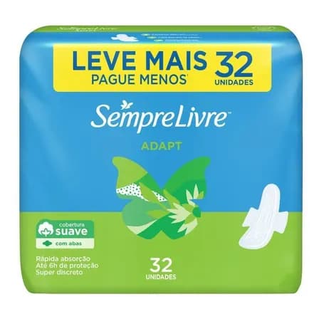 Absorvente Externo Sempre Livre Adapt Com Abas Suave 32 Um