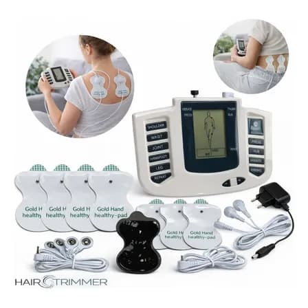 Aparelho Fisioterapia Choque Pulso Elétrico Tens Estimulador Muscular Eletroestimulação Tratamento Dor Uso Corporal Portátil Reabilitação Exercícios Relaxamento Hair Trimmer 127/220v Branco
