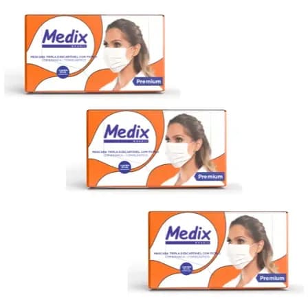 Máscara Medix Descartável Tripla Com Elástico 3 Caixa 50 Unidades 1