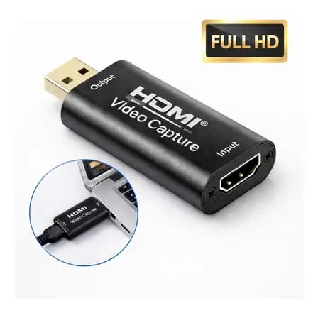 Placa De Captura Hdmi 4k Usb 1080p Full Hd Live Streaming Conversor Video Gamer Plug Play Dr Hank Preto