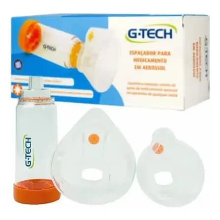 Espaçador Bombinha Asma Medicamento Aerossol Máscaras G-tech Branco