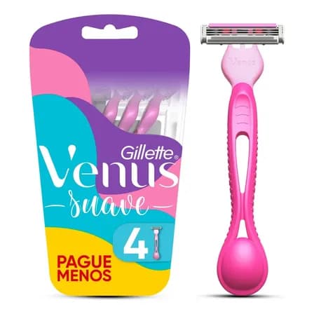 Aparelho De Depilação Descartável Gillette Venus Suave Com Aloe, 4 Unidades