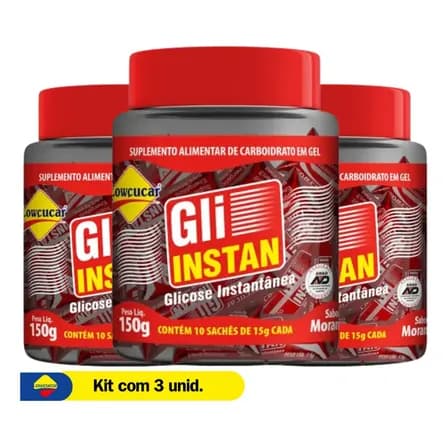 Gli-instan Lowçucar Sabor Morango Pote Com 10x15g Kit Com 3