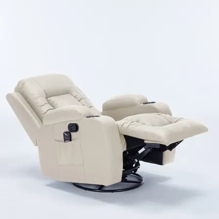 Poltrona Reclinável Austin Aquecimento Massagem Pu Bege Gran Belo 127/220v