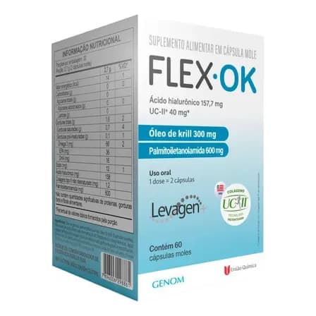 Suplemento Alimentar Flex Ok Genom 60 Cápsulas Moles Articulações
