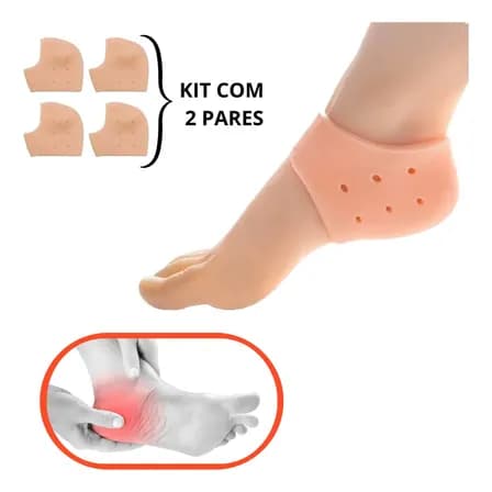 Kit 2 Par Protetor Silicone Gel Calcanhar Ressecado Esporão Cor Pele Tamanho Da Calcanheira Único