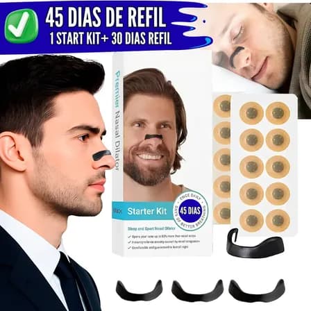 Dilatador Nasal Magnetico Reduza O Ronco Seguro Para A Pele Preto Gurumania 45 Dias - Kit Start 15 Dias + 30 Dias De Refil