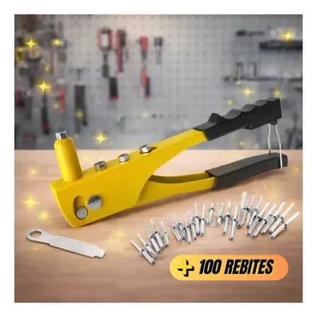 Rebitadeira Rebitador Manual Profissional Alicate Rebitador Rebite 4 Pontas 100 Rebites Aluminio Para Uso Imediato