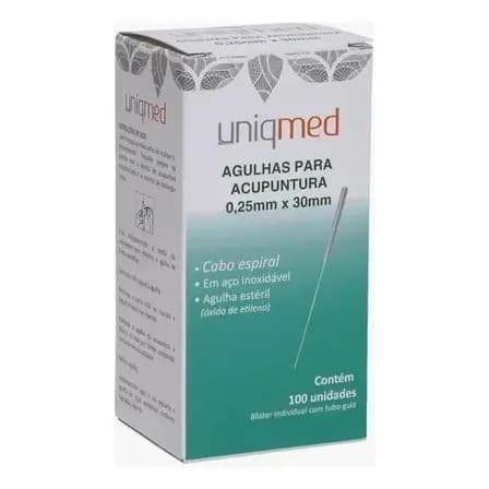 Agulha Para Acupuntura 25x30(0,25mmx30mm) Uniqmed - C/ 100un