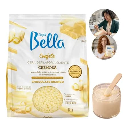 Cera Depilação Corpo Chocolate Branco Pérola Depil Bella 1kg