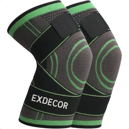 Par Joelheira Compressão Tensor Alívio Estabiliza Dores Joelho Lesão Ligamento Crossfit Ortopedica Meia Articulada Perna Marca Ex Decor Preta E Verde Único