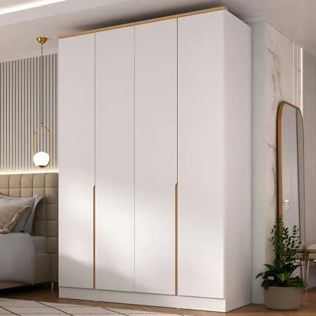 Guarda-roupa Solteiro 4 Portas 2 Gavetas Branco Mdf Manbel 56x160,5x232,2 Cm