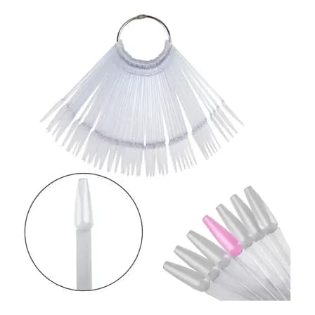Mostruário De 50 Unhas Bailarina Transparente Leque Disco Esmalte Treino Nail Art Unha Manicure
