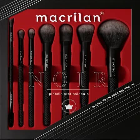 Pincéis Profissionais Maquiagem 7un Macrilan Ed009 Preto