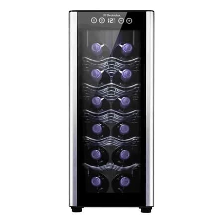 Adega De Vinho Climatizada Electrolux 12 Garrafas Uma Porta Acabamento Em Alumínio Acb12 Bivolt
