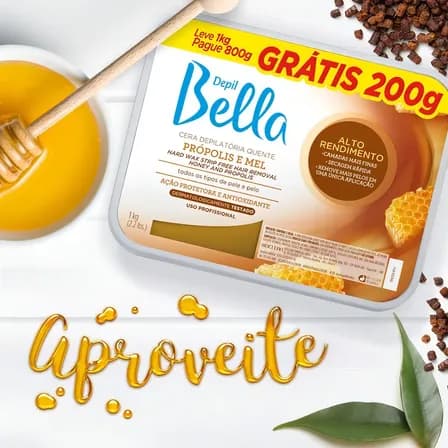 Depil Bella Cera Depilatoria Quente Propolis 800g Grátis 200g