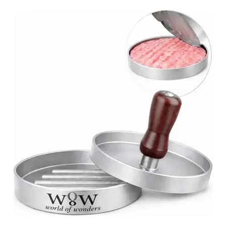 Molde De Hamburguer Caseiro Artesanal Multiuso 12cm Wow World Of Wonders Prateado
