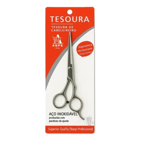 Tesoura Cortar Cabelo Cabeleireiro Descanso Dedo Inox 17cm Aspe Shop