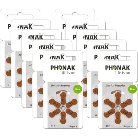 60 Pilhas Phonak P312 Aparelho Auditivo Mercury Free Cor Marrom-escuro