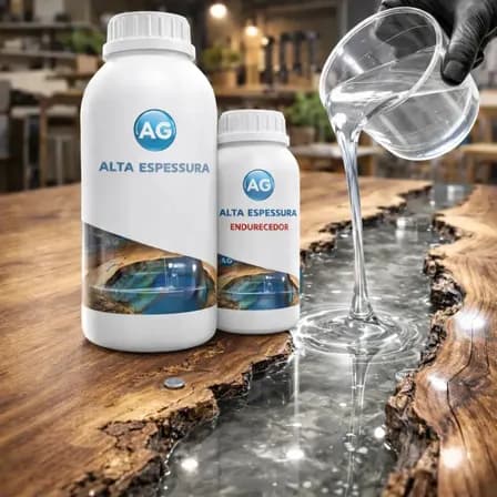 Resina Epóxi Alta Espessura Para Madeira 1kg Transparente Ag Resinas Ag