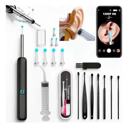 Kit Limpeza Ouvido Câmera Hd Usb Android Windows Seringa Lanterna 127/220v