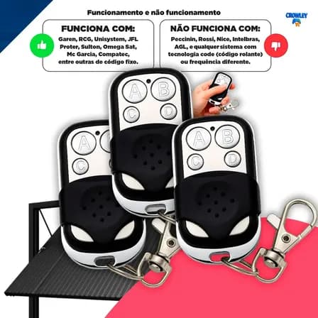 Kit 3 Controle Remoto Universal Para Portão Eletronico Automatico 433mhz - Crowley Preto