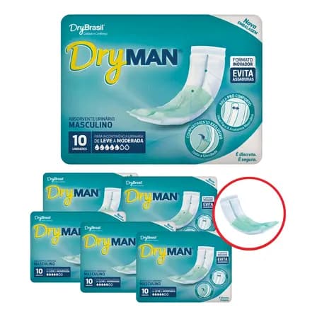 Kit C/ 60und Dryman Absorvente Geriatrico Urinario Masculino