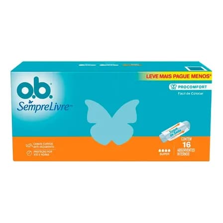 Absorvente Interno O.b. Sempre Livre Procomfort Super Fluxo Intenso 16 Unidades
