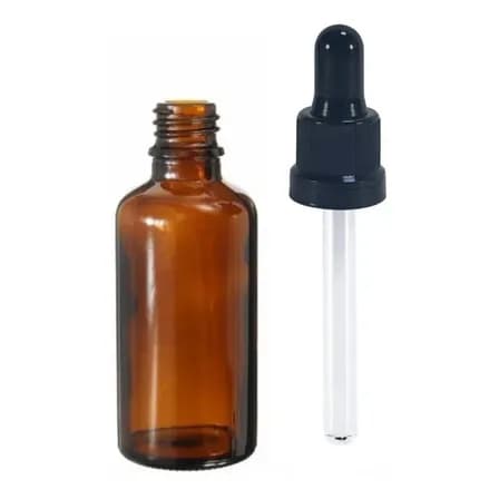 02 Frasco Gotejador Conta Gotas Vidro Âmbar 30ml Tampa Preta