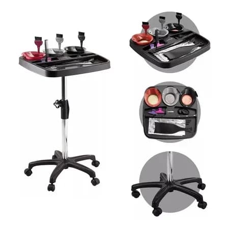 Carrinho Para Coloração + Kit Tigelas C/ Pinceis! - Dompel Cor Preto