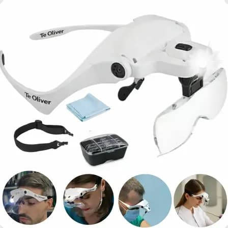 Lupa Aumento Profissional De Cabeça Teoliver Eletrônica Oculos Com 5 Lentes Luz Led Estética Extensionista De Cílios Design Sobrancelha Esteticista Técnico Em Eletrônica Costureira Relojoeiro