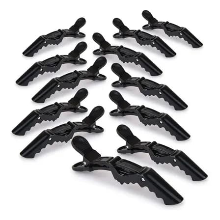 Kit 12 Presilhas Prendedor De Cabelo Bico Jacaré Crocodilo Arte Sedução Presilha Cabeleireiro Penteado Preto