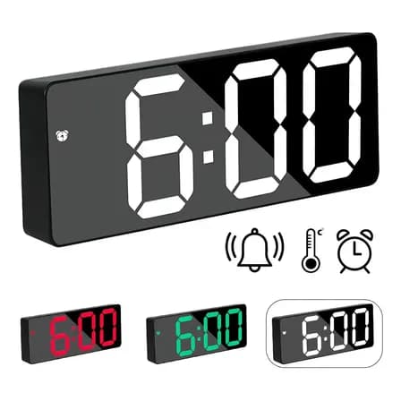 Relógio Digital De Mesa Led Com Data E Despertador Marca Homeroarte Branco