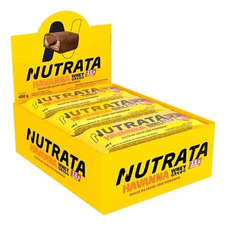 Barra Whey Grego 40g Display Com 12 Unidades Morango E Dulce De Leche Havanna Nutrata