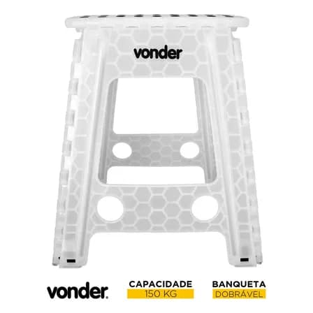 Banqueta Plástico Dobrável 450mm Branca Vonder Cor Branco