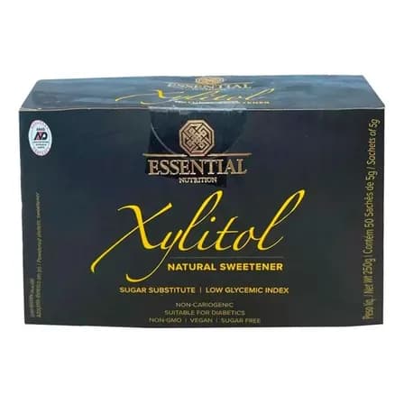 Adoçante Xylitol Essential Nutrition 50 Sachês De 5g
